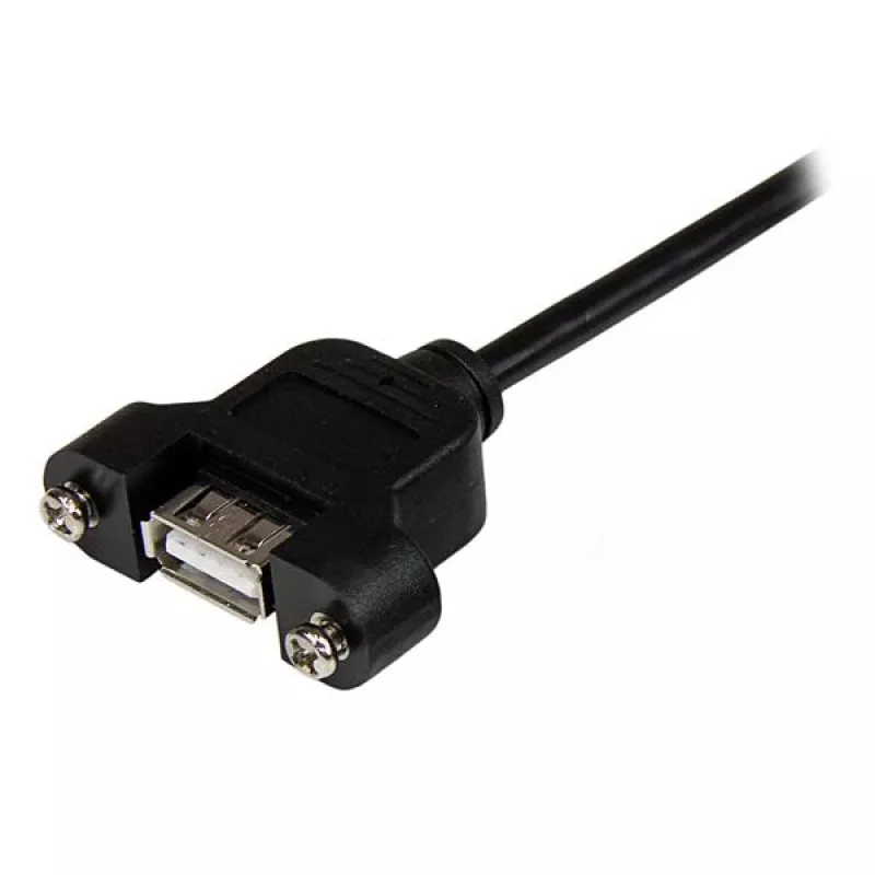 StarTech.com 1 ft Panel Mount USB kabel A to A - F/M, 0,3 m, USB A, USB A, USB 2.0, Męski/Żeński, Czarny