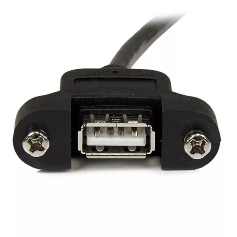 StarTech.com 1 ft Panel Mount USB kabel A to A - F/M, 0,3 m, USB A, USB A, USB 2.0, Męski/Żeński, Czarny