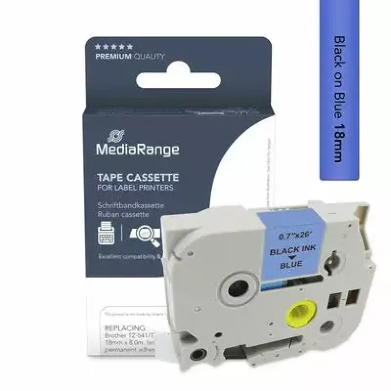 Taśma do drukarki etykiet MediaRange MRBTZ541 Czarna 1,8 cm 8 m