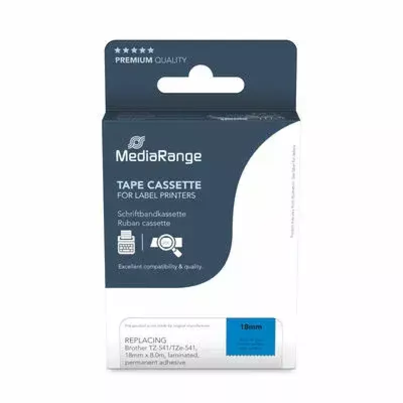 Taśma do drukarki etykiet MediaRange MRBTZ541 Czarna 1,8 cm 8 m