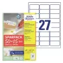Samoprzylepna etykieta do drukarek AVERY L4737REV-65 Biała 6,35x2,96 cm
