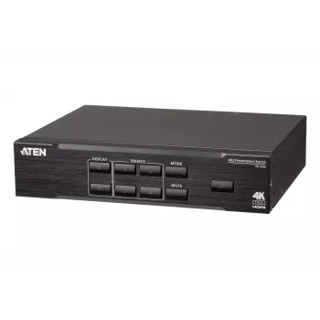 ATEN 4 x 2 True 4K Presentation Matrix Switch, Media presentation matrix switcher, 4096 x 2160 pikseli, 4096 x 2160, 3840 x 2160, Czarny, Metal, Przyciski
