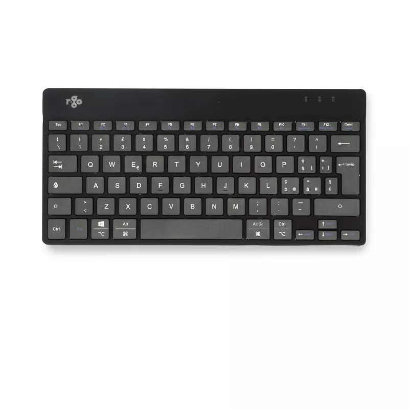 Ergonomiczna klawiatura R-Go Tools R-Go Compact Break, kompaktowa klawiatura z oprogramowaniem przypominającym o przerwach, QWERTY (IT), Bluetooth, czarna