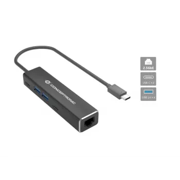 Adapter Ethernet Conceptronic ABBY14B 2,5G USB 3.2 Gen 1 z hubem USB, 2,5GbE, USB-A x 2, USB-C x 2