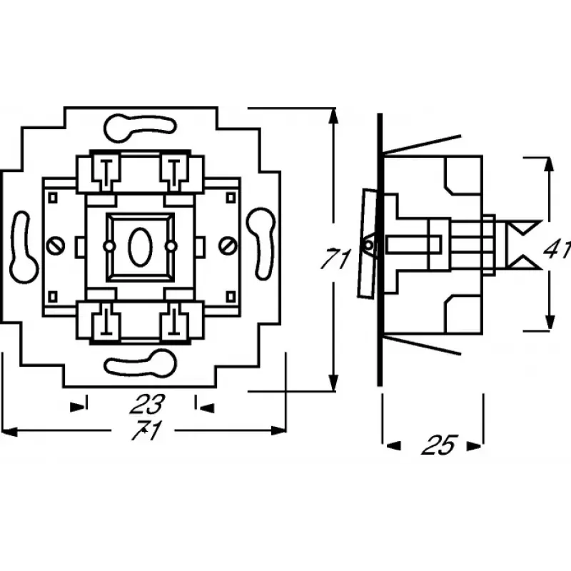 Elektryczny wyłącznik 1P Busch-Jaeger 1413-0-0491 — 1-biegunowy, 250 V AC, 10 A, niebieski metalik, 71×71×25 mm