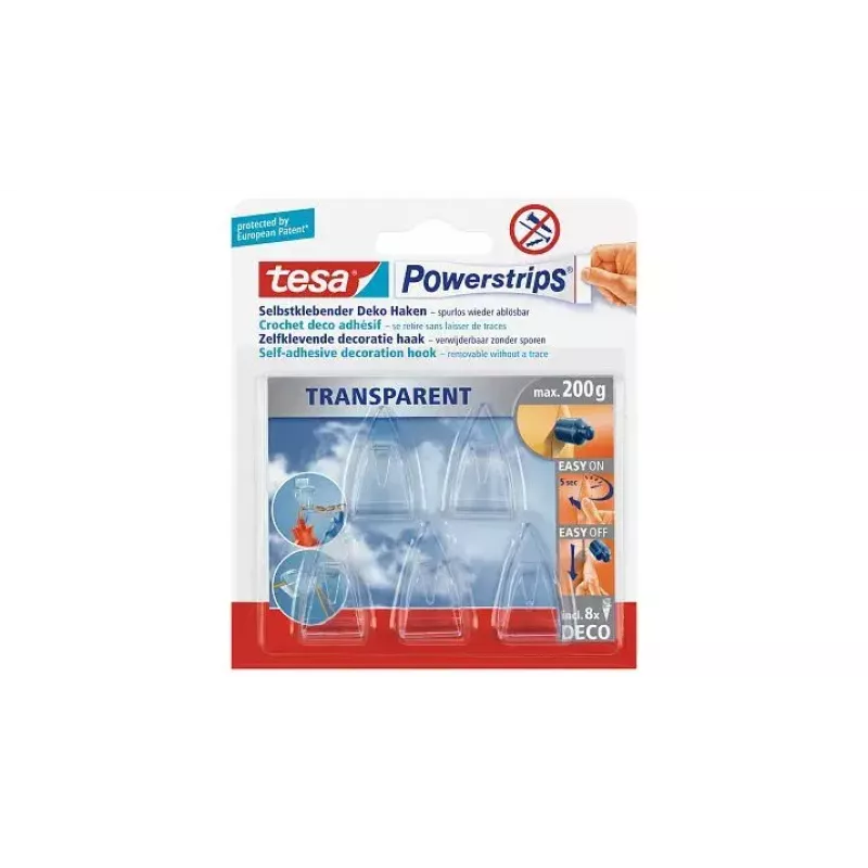 Uniwersalny haczyk TESA Powerstrips Indoor Transparent 5 szt.