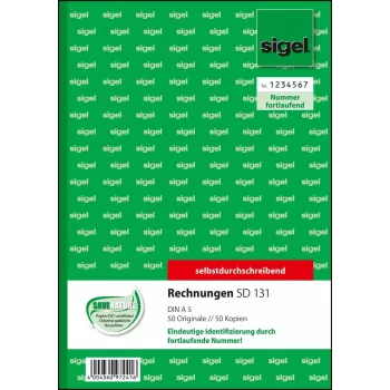 Formularz biznesowy Sigel SD131 A5 Biały Żółty 100 arkuszy