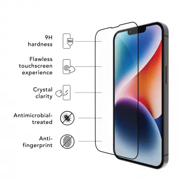 dbramante1928 Eco-Shield iPhone 13 13 Pro 14 Czarna krawędź Odporny na kurz i zarysowania Szkło hartowane Osłona ekranu