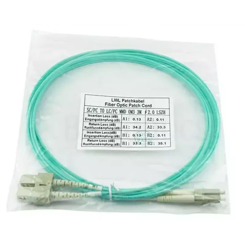 BlueOptics 221691-B22-BO światłowodowy kabel krosowy (patchcord) LC/SC wielomodowy, 5 m