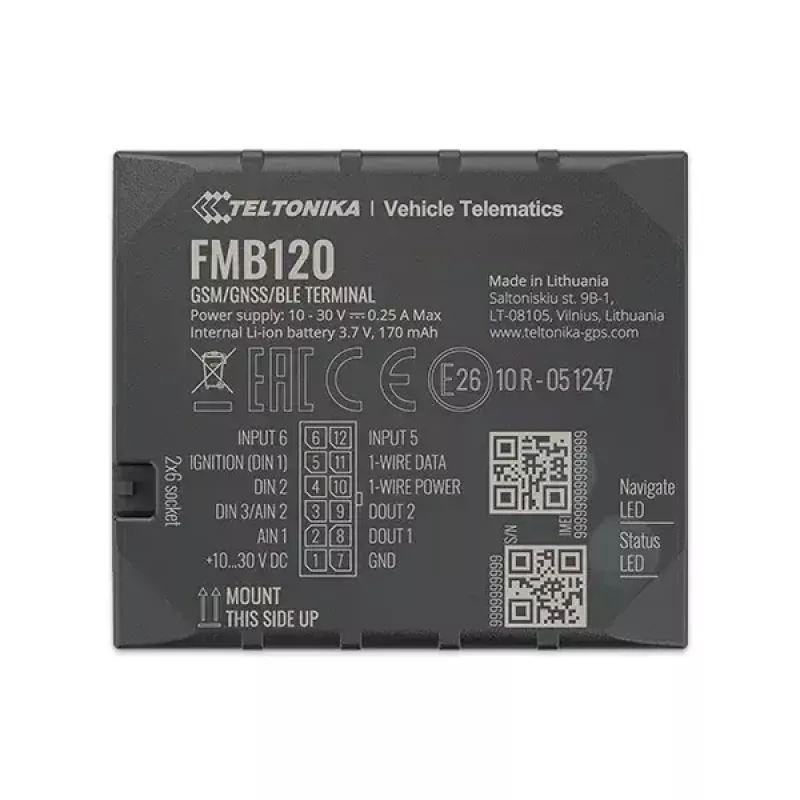 Teltonika FMB120 Czarny, pyłoszczelny lokalizator GPS do samochodu