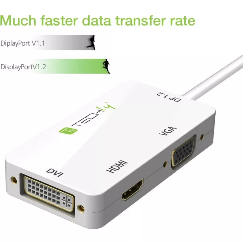 Techly Adapter 3 w 1 Mini DisplayPort (Thunderbolt) na HDMI / DVI / VGA IADAP MDP-COMBOF12