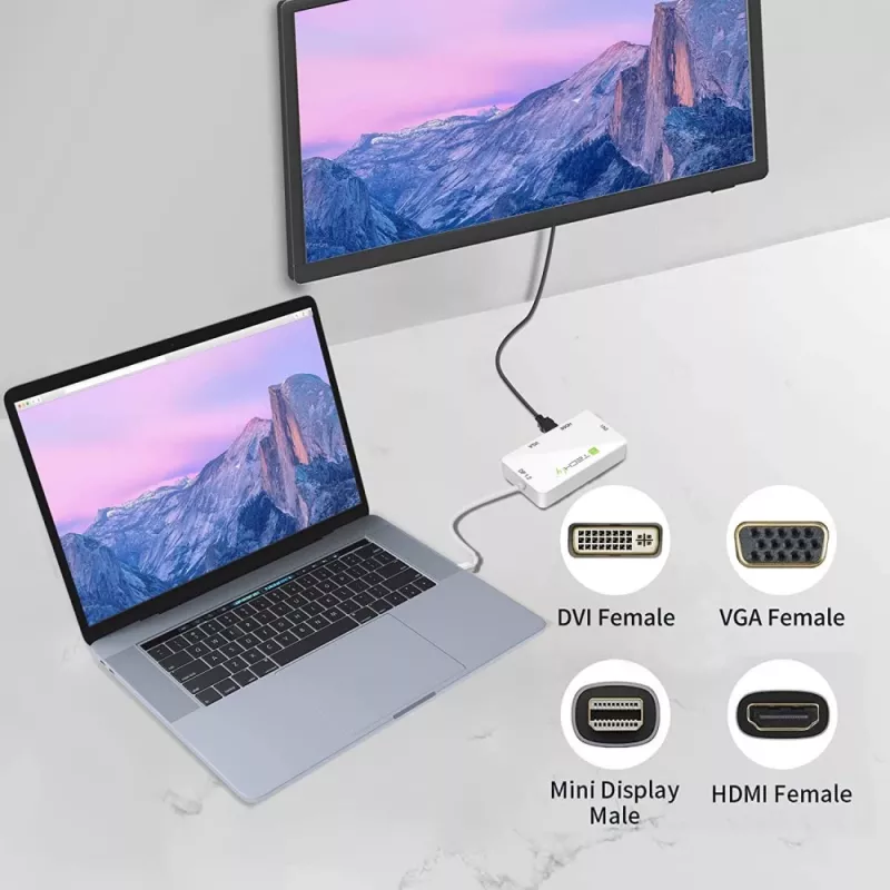 Techly Adapter 3 w 1 Mini DisplayPort (Thunderbolt) na HDMI / DVI / VGA IADAP MDP-COMBOF12