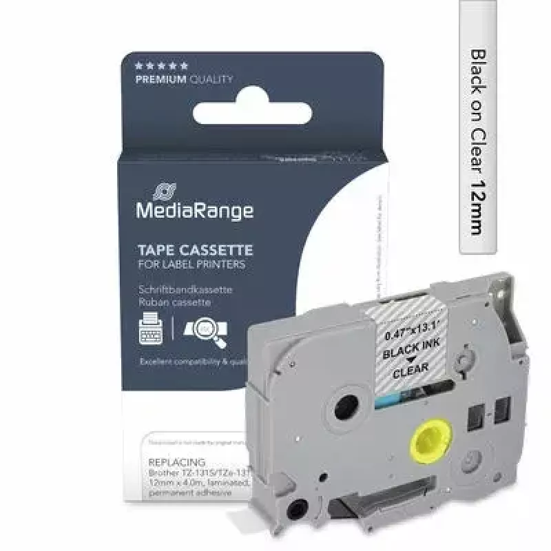 Taśma do drukarki MediaRange MRBTZ131S Czarna 1,2 cm 4 m