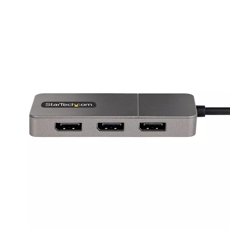 StarTech.com 3-portowy adapter USB-C do wielu monitorów, koncentrator MST USB Type-C na 3x DisplayPort 1.4, potrójny przedłużacz/rozdzielacz ekranu laptopa 4K 60 Hz DP, HDR, dodatkowo długi wbudowany kabel — tylko Windows