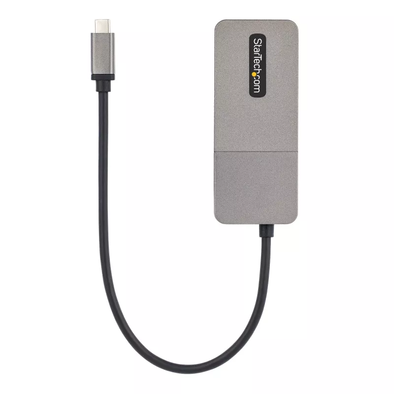 StarTech.com 3-portowy adapter USB-C do wielu monitorów, koncentrator MST USB Type-C na 3x DisplayPort 1.4, potrójny przedłużacz/rozdzielacz ekranu laptopa 4K 60 Hz DP, HDR, dodatkowo długi wbudowany kabel — tylko Windows