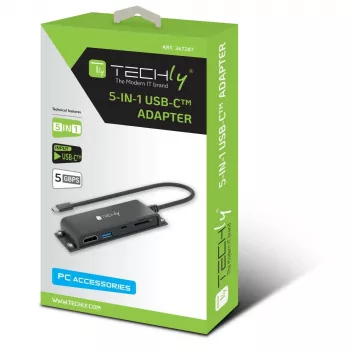 Techly IADAP-USBC-935 stacja dokująca/replikator portów do laptopa Przewodowa USB 3.2 Gen 1 (3.1 Gen 1) Type-C Czarny