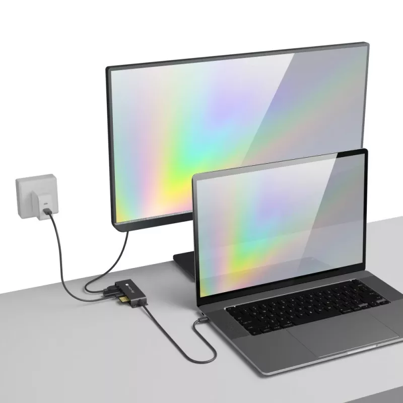 Techly IADAP-USBC-935 stacja dokująca/replikator portów do laptopa Przewodowa USB 3.2 Gen 1 (3.1 Gen 1) Type-C Czarny