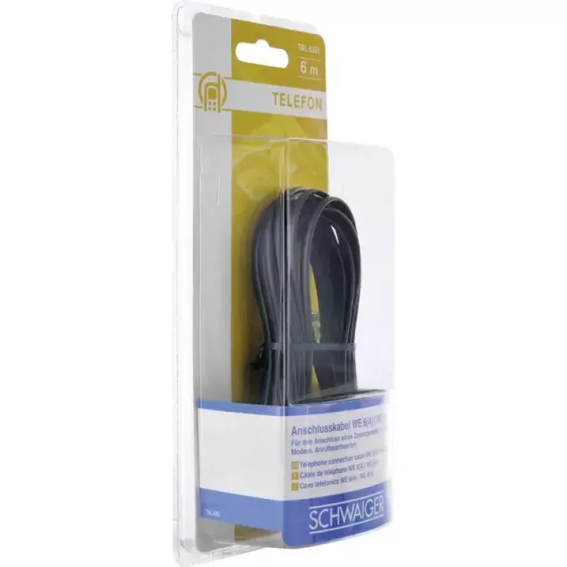 Kabel sieciowy Schwaiger 6,0 m RJ-11 - RJ-11 6 m Czarny