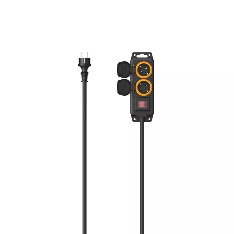 Hama 00223062 przedłużacz 2 m 2 gniazda AC zewnętrzny czarny