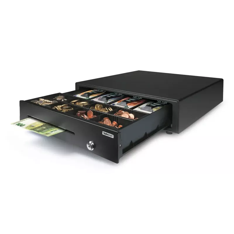 Elektroniczna szuflada kasowa Safescan LD-4141, obudowa stalowa, 410×415×115 mm, czarna, 6 kluczy