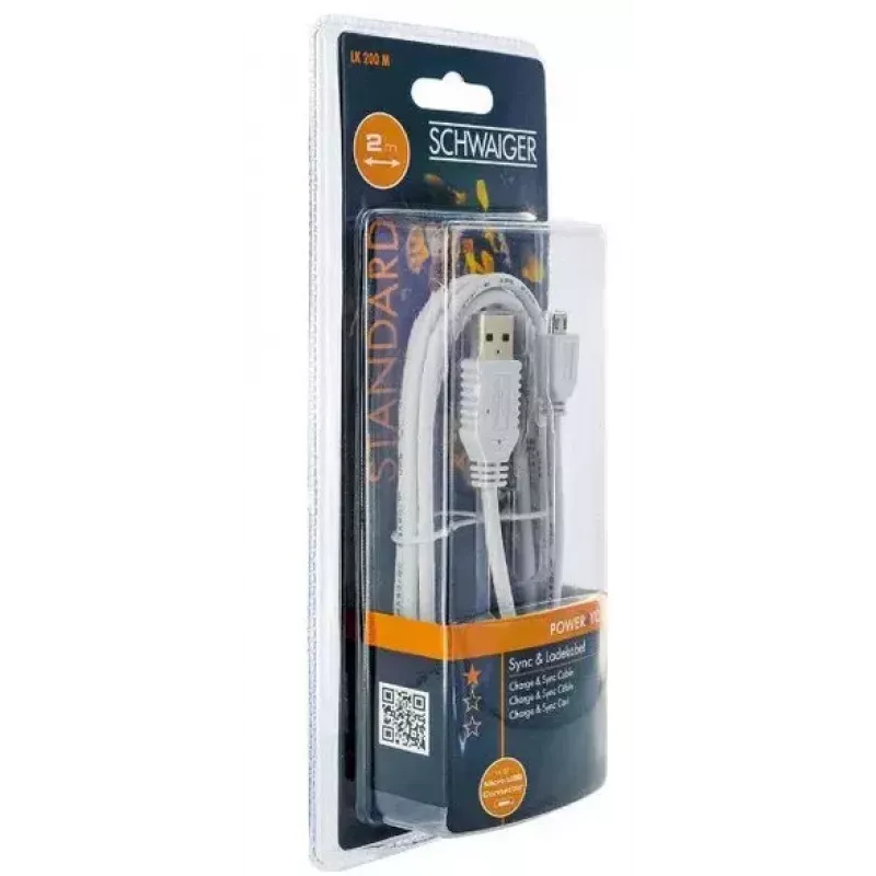 Kabel USB Schwaiger LK200M532 2 m USB A Micro-USB A Biały