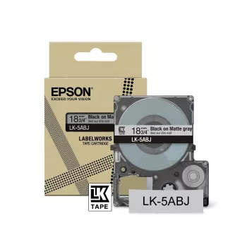 Taśma matowa Epson – szaro-czarna 18 mm (8 m) – LK-5ABJ, czarny na szarym, LK, Rhino, LabelWorks LW-C410, LabelWorks LW-C610, 1,8 cm, 8 m