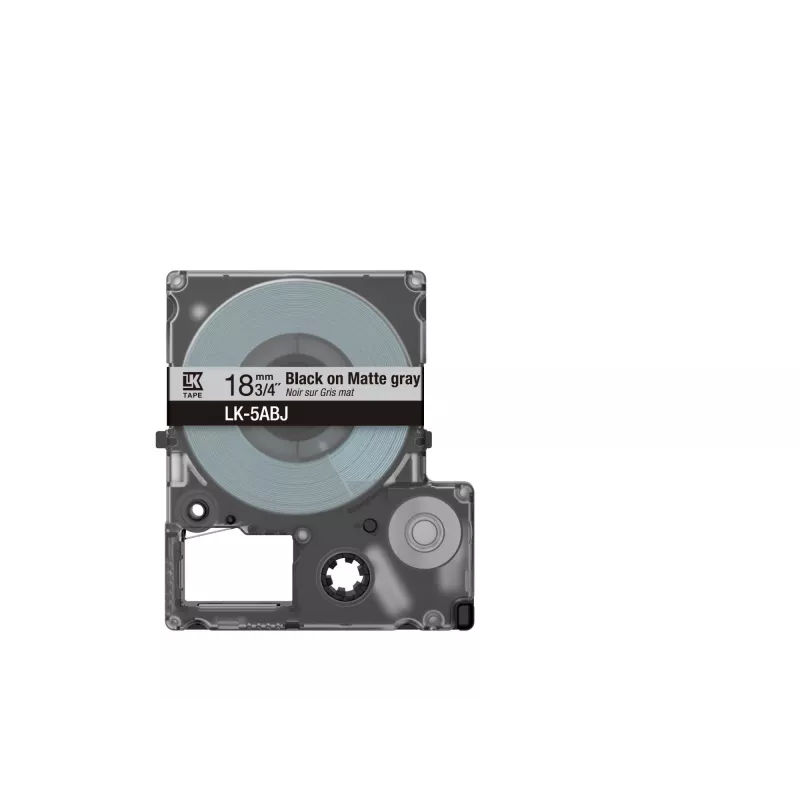 Taśma matowa Epson – szaro-czarna 18 mm (8 m) – LK-5ABJ, czarny na szarym, LK, Rhino, LabelWorks LW-C410, LabelWorks LW-C610, 1,8 cm, 8 m