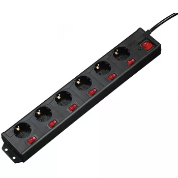 Hama 00137259 listwa zasilająca 1,4 m 6 gniazd AC Wewnętrzna Czarna
