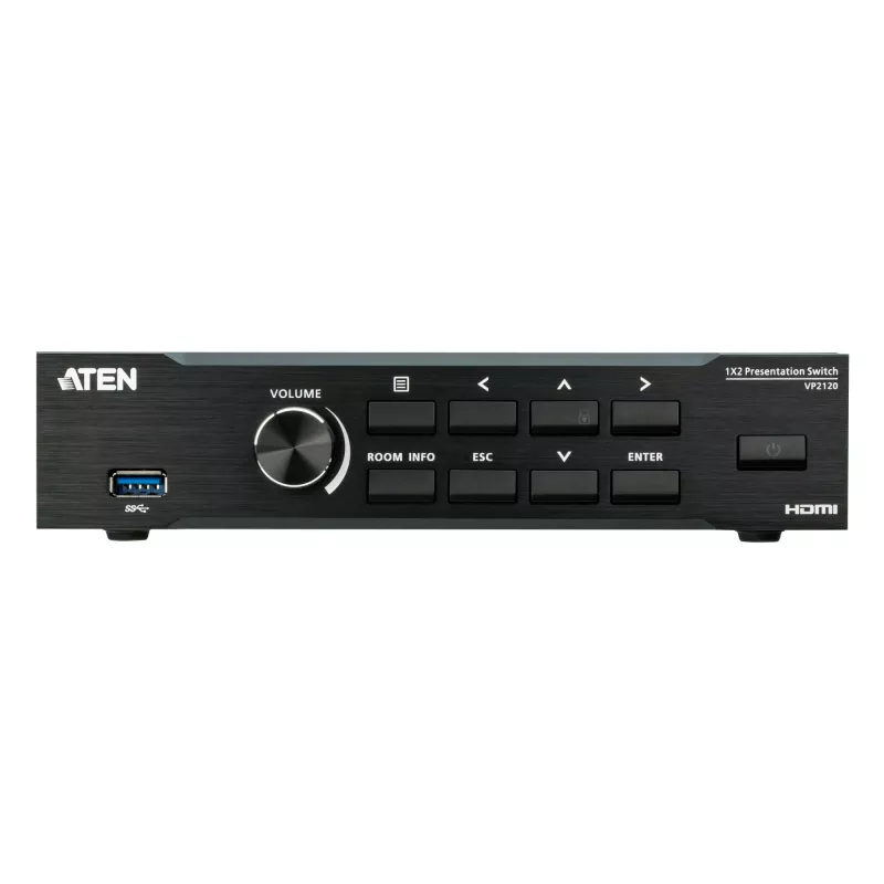 ATEN Seamless Presentation Switch z quad V, HDMI, USB Type-A, metalowy, czarny, 60 Hz, 15 m