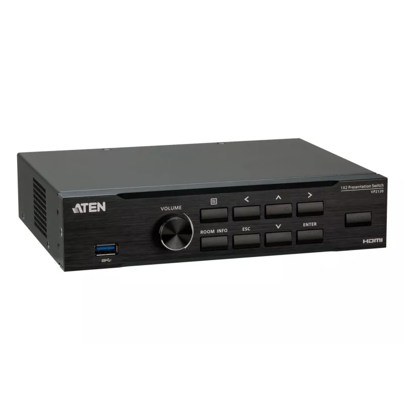 ATEN Seamless Presentation Switch z quad V, HDMI, USB Type-A, metalowy, czarny, 60 Hz, 15 m