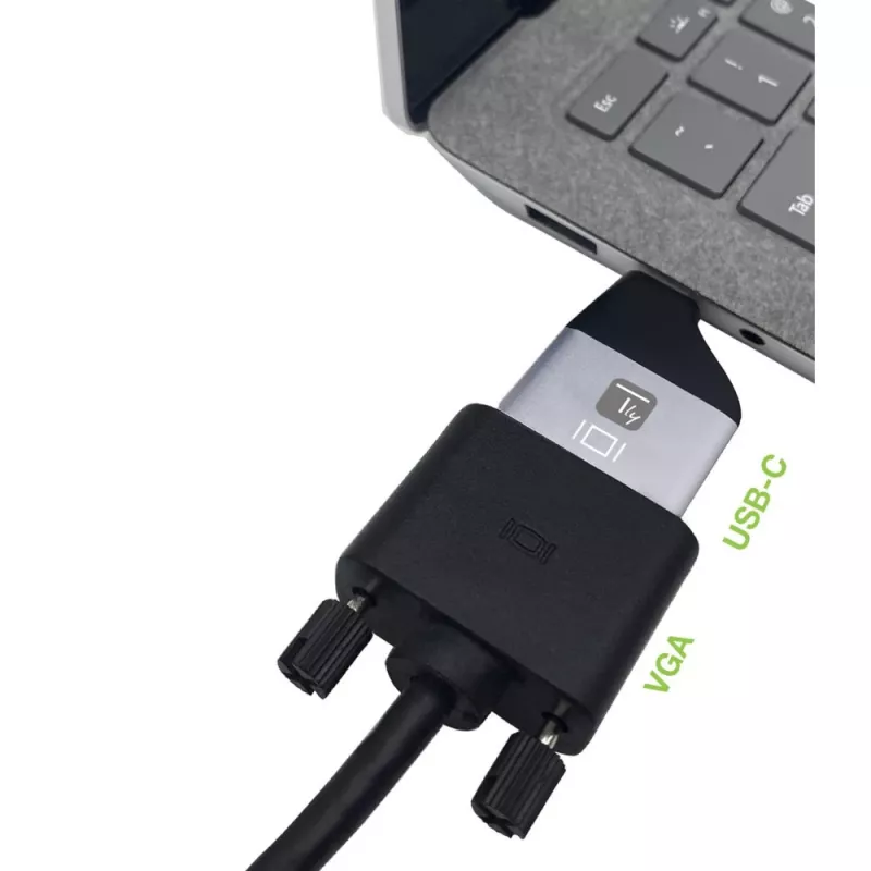 Techly IADAP USBC-VGAC Adapter graficzny USB 1920 x 1200 pikseli Czarny, Srebrny