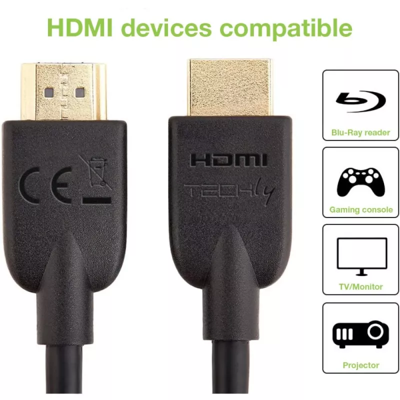 Techly ICOC HDMI2-4-010T Kabel HDMI 1 m HDMI Typ A (Standard) Czarny