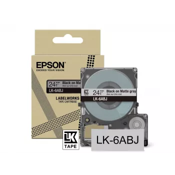 Taśma matowa Epson – szaro-czarna 24 mm (8 m) – LK-6ABJ, czarny na szarym, LK, czarny, szary, Epson, LabelWorks LW-C610, 2,4 cm