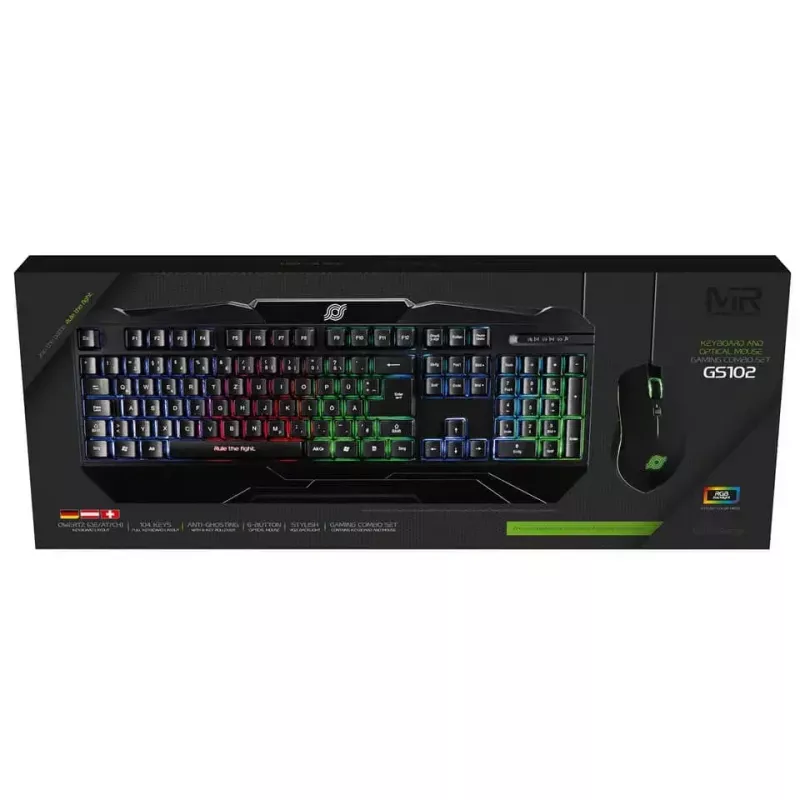 MediaRange MRGS102 Klawiatura i mysz gamingowa USB QWERTZ Czarny RGB