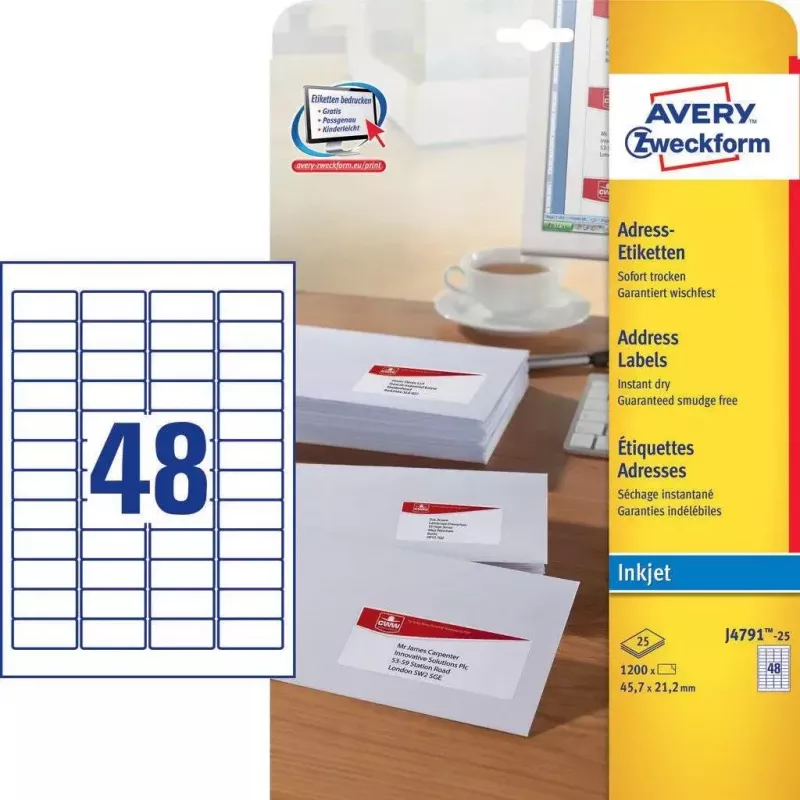 Etykieta samoprzylepna Avery J4791-25 Zaokrąglony prostokąt