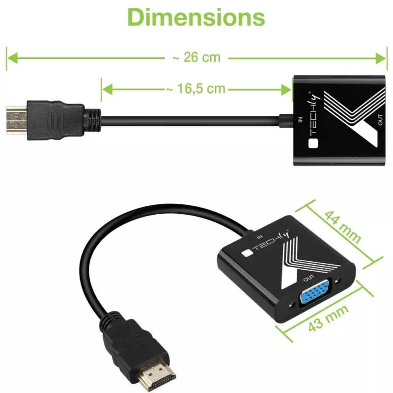 Przejściówka Techly HDMI na VGA z gniazdem audio