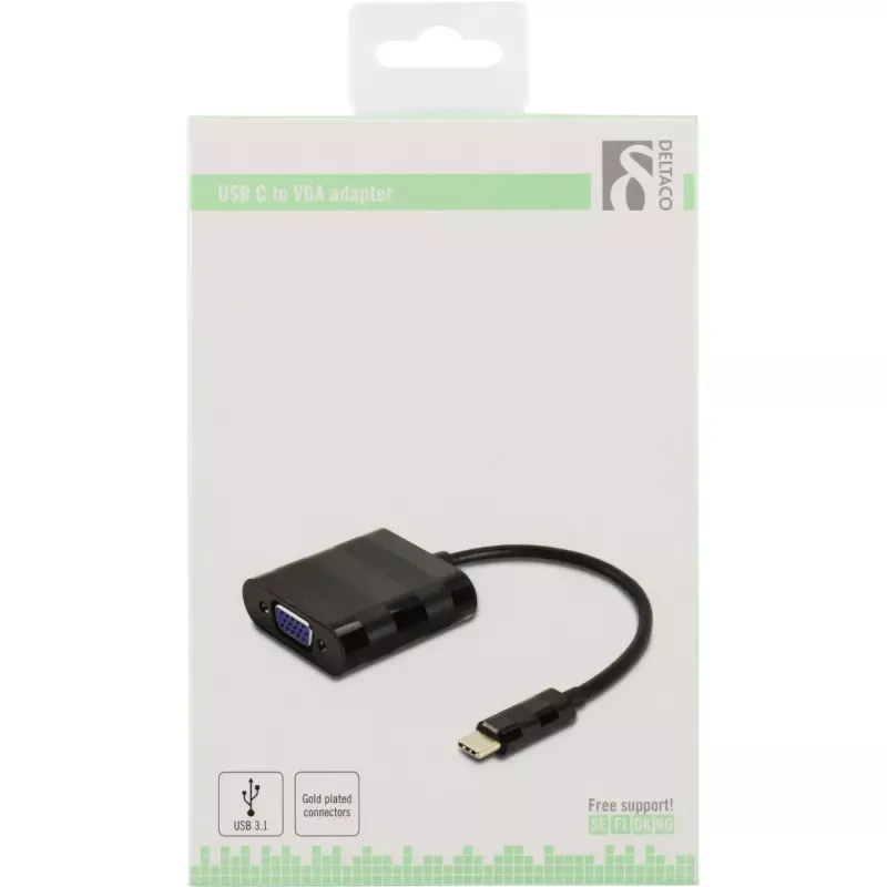 Adapter kabla wideo Deltaco USBC-VGA