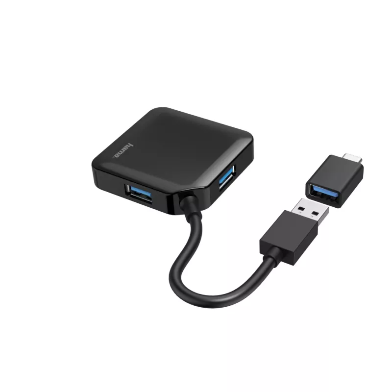 Hama USB Hub, 4 porty, USB 3.2 Gen 1, 5 Gbit/s, z adapterem USB-C