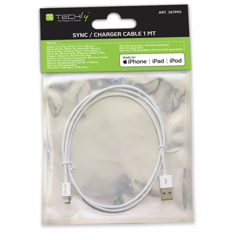 Techly ICOC APP-8WH1 kabel lightning 1 m biały