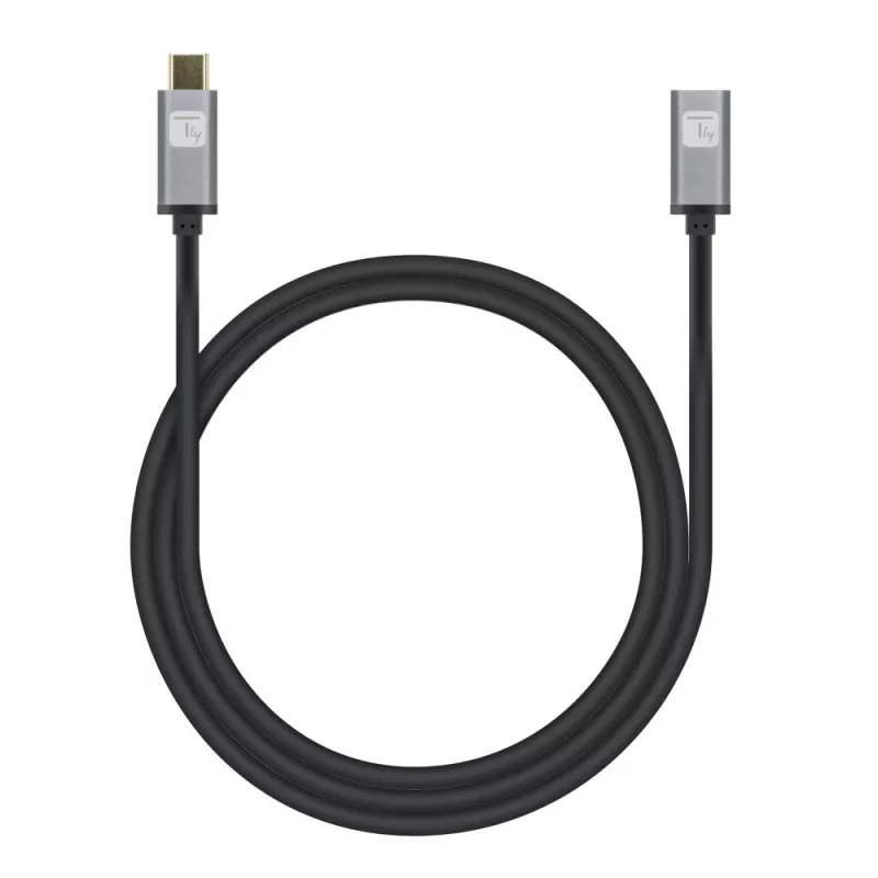 Kabel Techly USB 3.2 Gen 2 USB-C M/Ż 1m Czarny, 1 m, USB C, USB C, USB 3.2 Gen 2 (3.1 Gen 2), 10 Gbit/s, Czarny, Szary