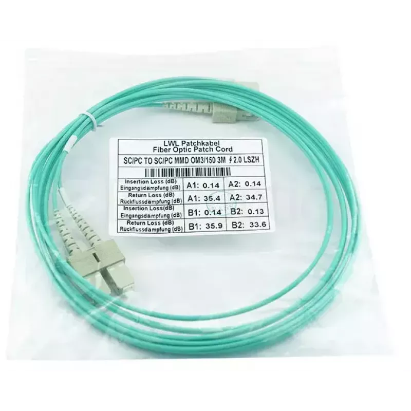 BlueOptics Duplex LWL Patchkabel SC-SC OM3 2 Meter 2 m Męski/Męski
