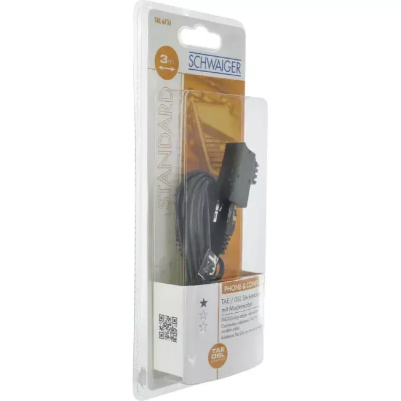 Kabel sieciowy Schwaiger TAL6731 533 RJ45 RJ45/TAE-F 3m Czarny