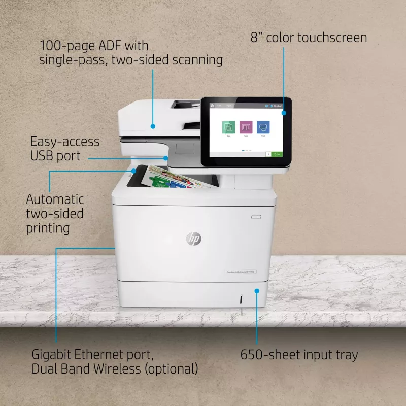 HP Color LaserJet Enterprise MFP M578dn, Laser, Drukowanie kolorowe, 1200 x 1200 DPI, A4, Drukowanie bezpośrednie, Biały