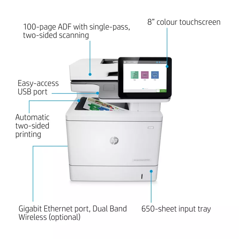 HP Color LaserJet Enterprise MFP M578dn, Laser, Drukowanie kolorowe, 1200 x 1200 DPI, A4, Drukowanie bezpośrednie, Biały