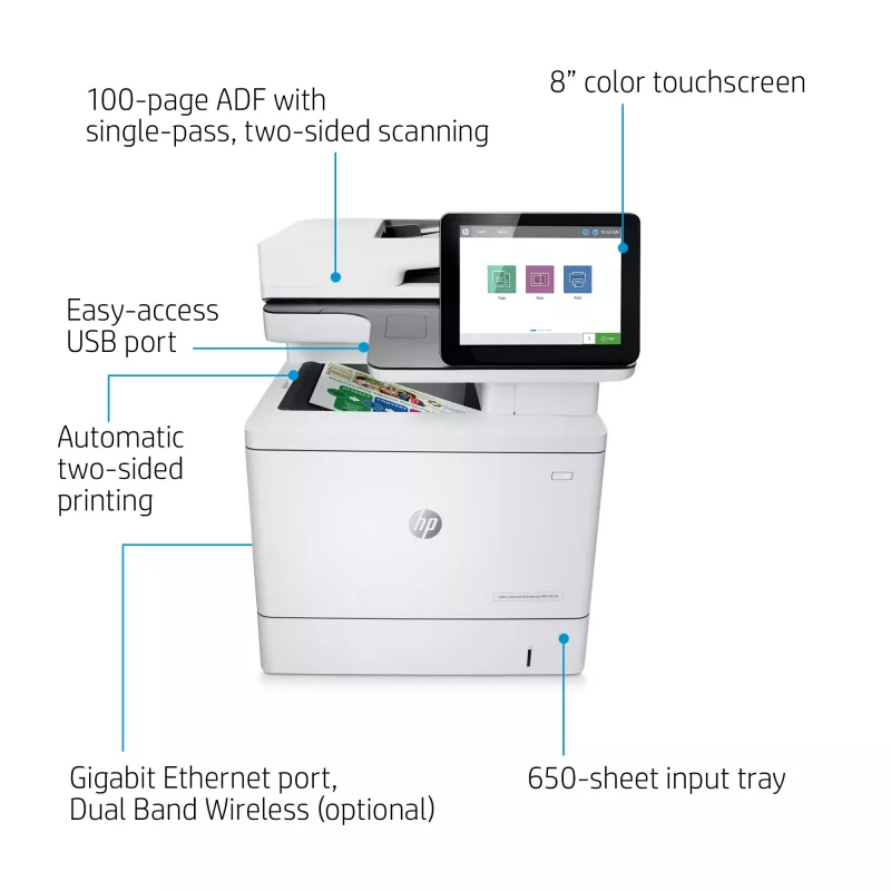 HP Color LaserJet Enterprise MFP M578dn, Laser, Drukowanie kolorowe, 1200 x 1200 DPI, A4, Drukowanie bezpośrednie, Biały