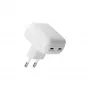 EU płaska ładowarka ścienna d bramante re-charge Pro — 2× USB-C 25W, do użytku wewnętrznego, biała