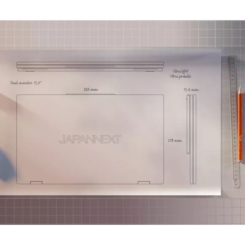 Monitor komputerowy JAPANNEXT JN-DMD-IPS156F 39,6 cm (15,6 cala) 1920 x 1080 pikseli Full HD LCD Czarny