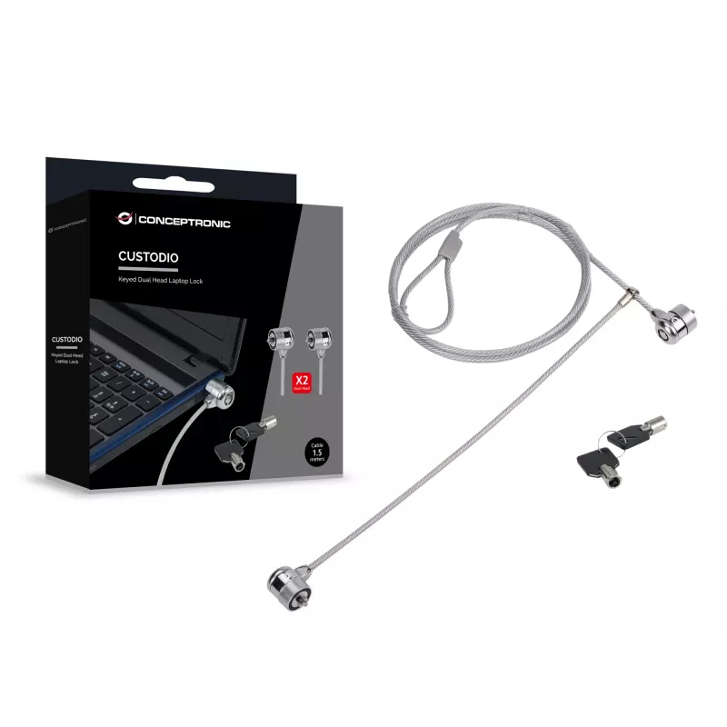 Zamek do laptopa Conceptronic CNBSLOCK15T 1,5 m srebrny 2 klucze