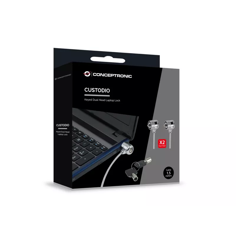 Zamek do laptopa Conceptronic CNBSLOCK15T 1,5 m srebrny 2 klucze