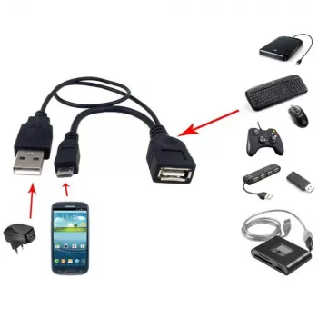 Techly USB 2.0 kabel OTG A F Micro USB M with USB 30cm Czarny ICOC MUSB-MC2